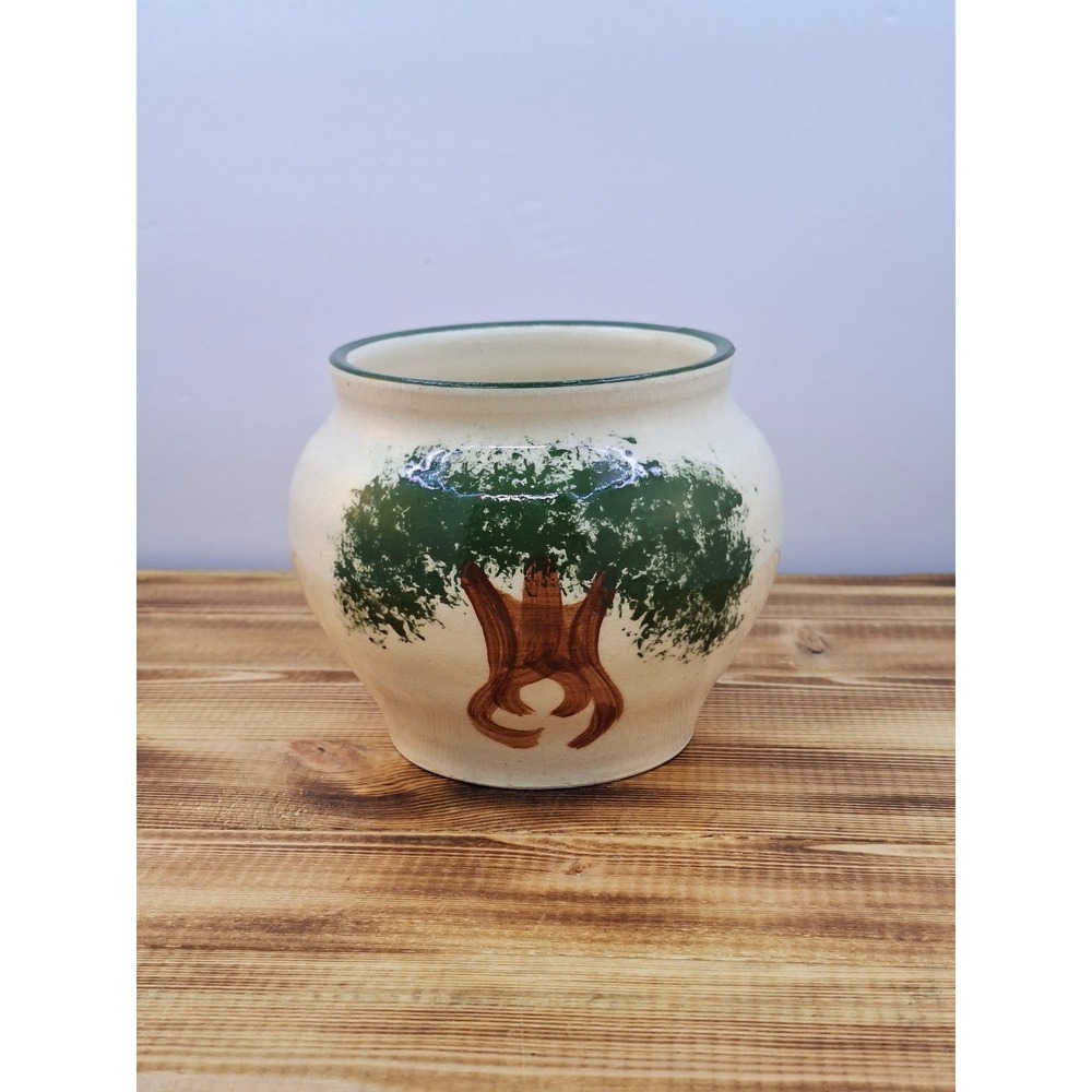 SCHS‎ Studio Art Pottery Weed Pot Painted  Crazing Glaze Handmade Ohio Number